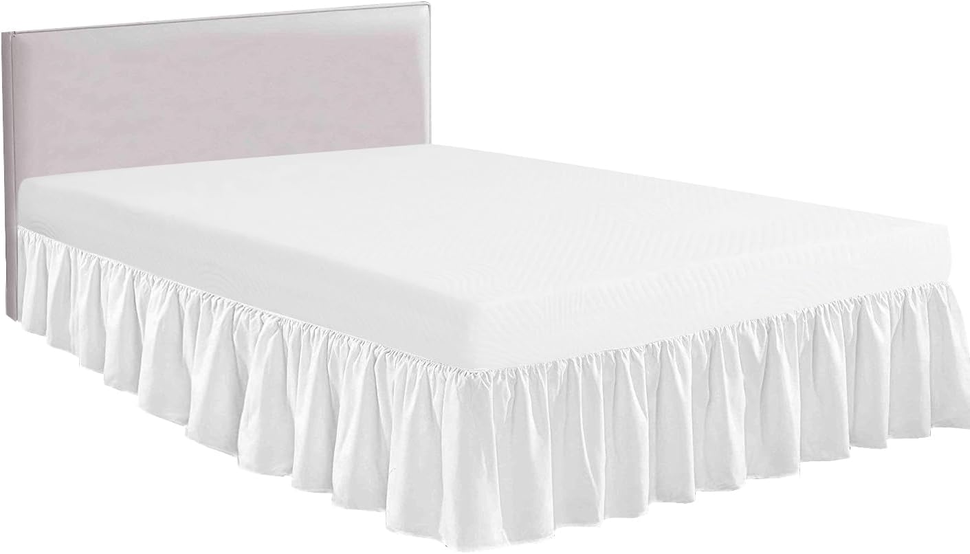 Queen Size Ruffled Bed Skirt with Split Corners -Gathered Style Easy Fit up to 15 Inch Drop, with Platform Three Coverage Ruffle Bed Skirts with Brushed Microfiber Fabric - (Queen, Navy Blue)