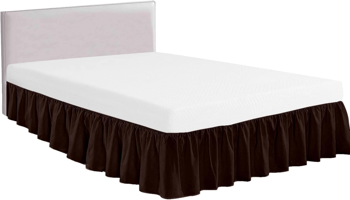 Queen Size Ruffled Bed Skirt with Split Corners -Gathered Style Easy Fit up to 15 Inch Drop, with Platform Three Coverage Ruffle Bed Skirts with Brushed Microfiber Fabric - (Queen, Navy Blue)