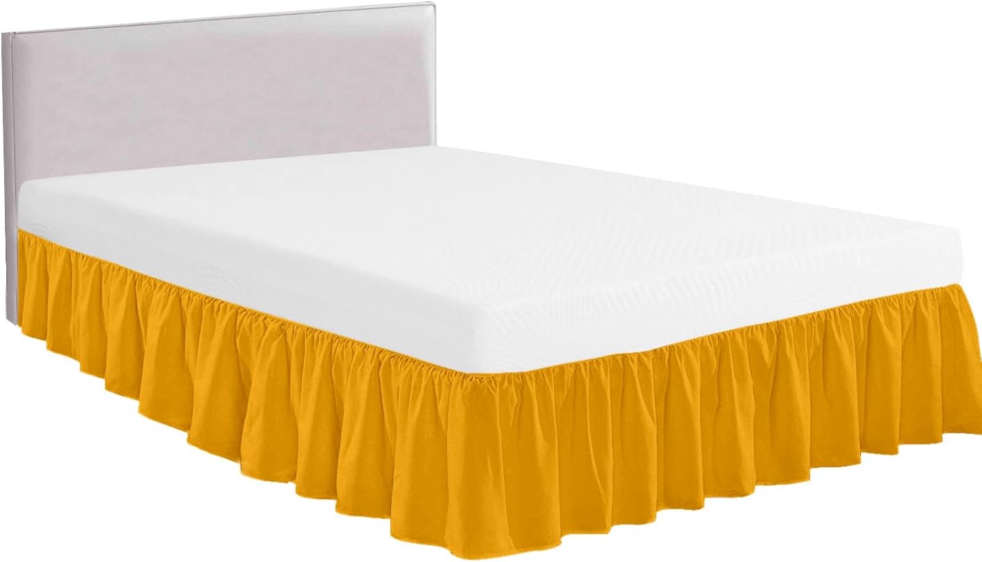 Queen Size Ruffled Bed Skirt with Split Corners -Gathered Style Easy Fit up to 15 Inch Drop, with Platform Three Coverage Ruffle Bed Skirts with Brushed Microfiber Fabric - (Queen, Navy Blue)