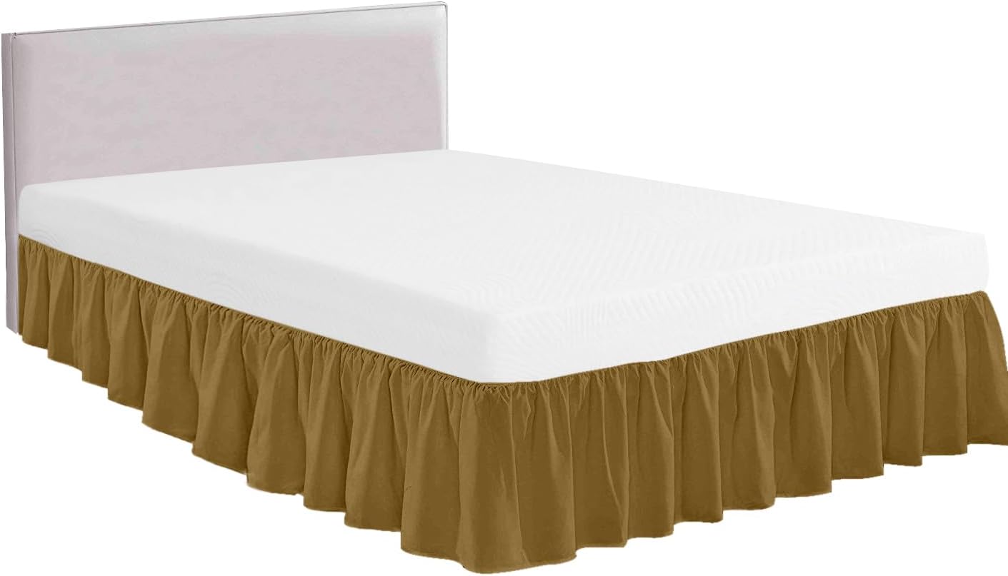 Queen Size Ruffled Bed Skirt with Split Corners -Gathered Style Easy Fit up to 15 Inch Drop, with Platform Three Coverage Ruffle Bed Skirts with Brushed Microfiber Fabric - (Queen, Navy Blue)