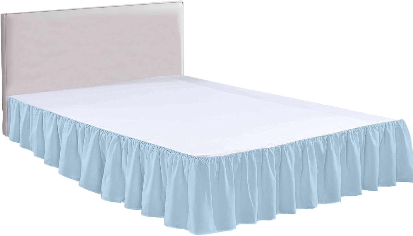 Queen Size Ruffled Bed Skirt with Split Corners -Gathered Style Easy Fit up to 15 Inch Drop, with Platform Three Coverage Ruffle Bed Skirts with Brushed Microfiber Fabric - (Queen, Navy Blue)