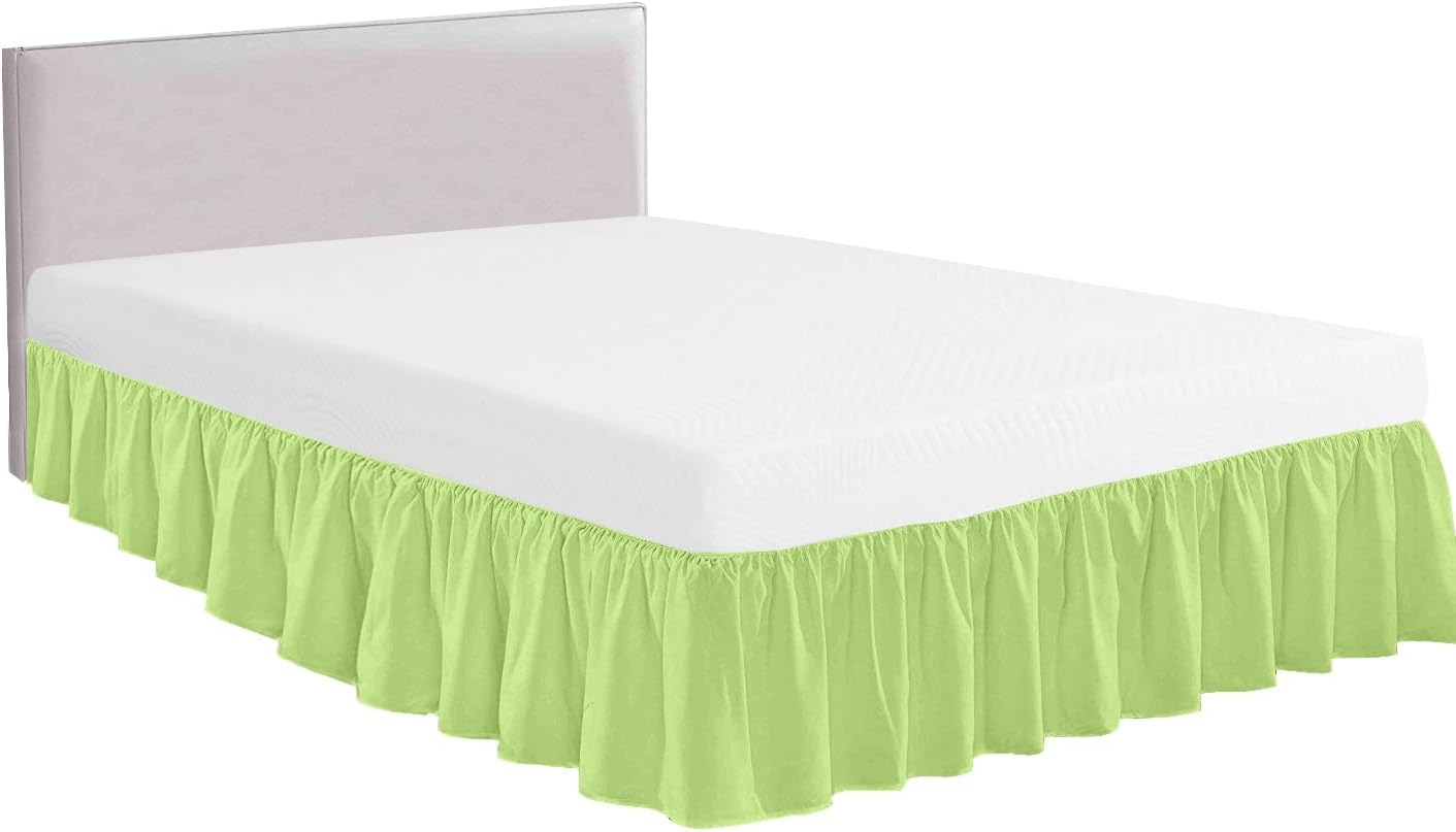 Queen Size Ruffled Bed Skirt with Split Corners -Gathered Style Easy Fit up to 15 Inch Drop, with Platform Three Coverage Ruffle Bed Skirts with Brushed Microfiber Fabric - (Queen, Navy Blue)