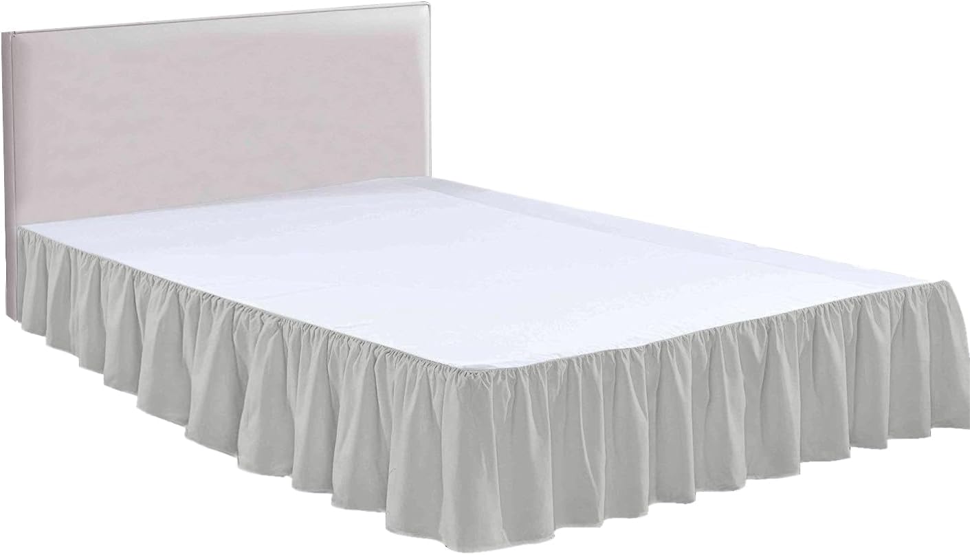 Queen Size Ruffled Bed Skirt with Split Corners -Gathered Style Easy Fit up to 15 Inch Drop, with Platform Three Coverage Ruffle Bed Skirts with Brushed Microfiber Fabric - (Queen, Navy Blue)