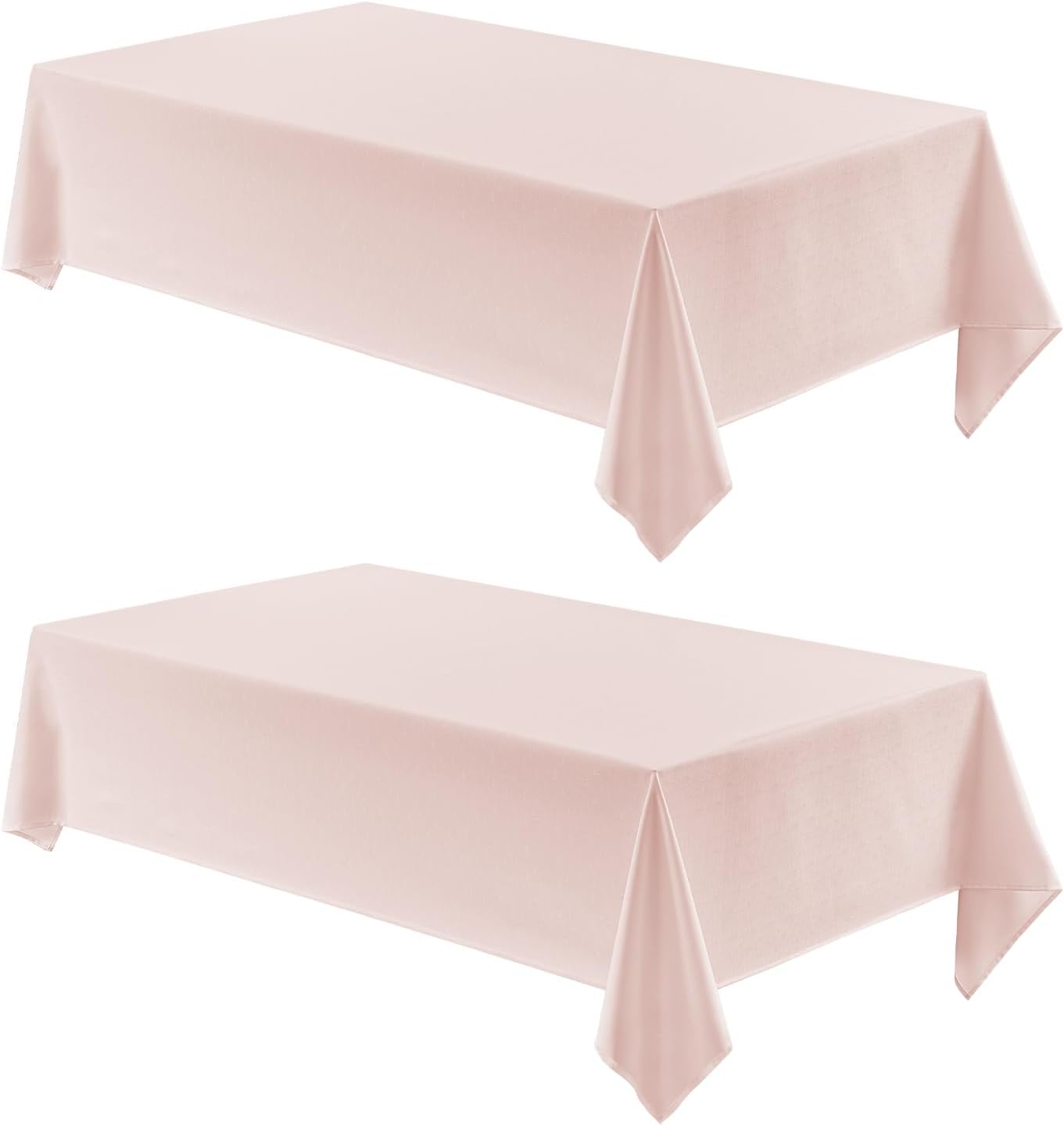 2 Pack Rectangle Tablecloth, 60x120 inch, Water Resistant Wrinkle Free Linen Textured Table Cloth Washable, Decorative Fabric Table Cover for Dining, Party and Camping, Beige