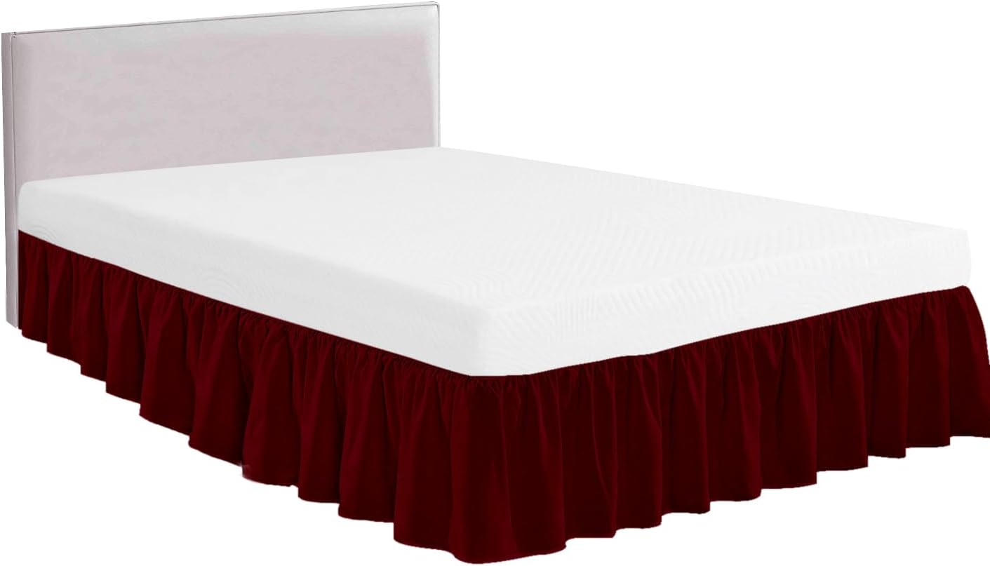 Queen Size Ruffled Bed Skirt with Split Corners -Gathered Style Easy Fit up to 15 Inch Drop, with Platform Three Coverage Ruffle Bed Skirts with Brushed Microfiber Fabric - (Queen, Navy Blue)