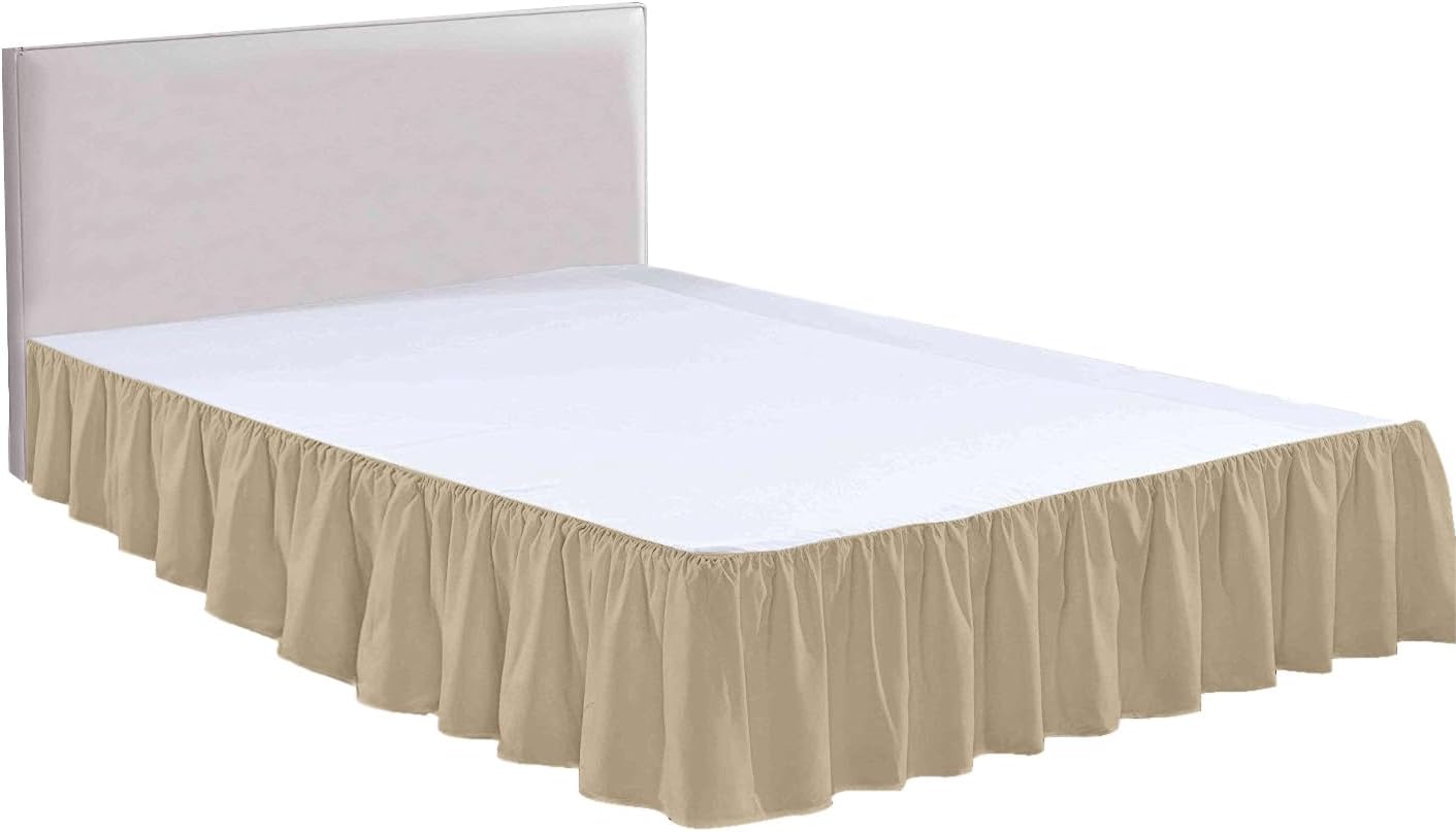 Queen Size Ruffled Bed Skirt with Split Corners -Gathered Style Easy Fit up to 15 Inch Drop, with Platform Three Coverage Ruffle Bed Skirts with Brushed Microfiber Fabric - (Queen, Navy Blue)