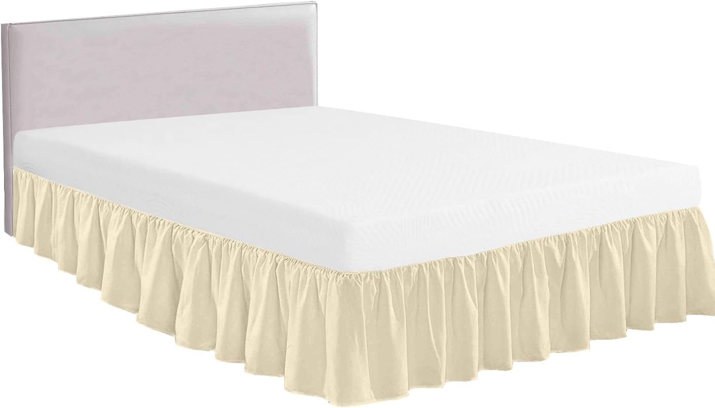 Queen Size Ruffled Bed Skirt with Split Corners -Gathered Style Easy Fit up to 15 Inch Drop, with Platform Three Coverage Ruffle Bed Skirts with Brushed Microfiber Fabric - (Queen, Navy Blue)