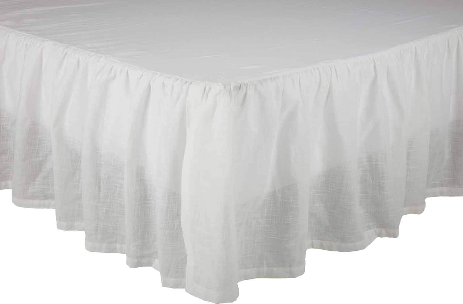 Antique Muslin Queen Bed Skirt w/a 16" Drop, Soft White Linen-Look Textured Fabric, Gathered Vintage Farmhouse, Country Cottage Dust Ruffle