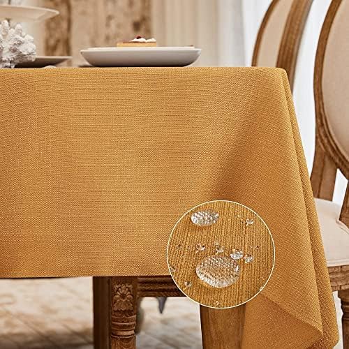 BALCONY & FALCON Rectangle Tablecloth Washable Wrinkle Resistant and Water Proof Table Cloth Decorative Linen Fabric Tablecloths for Dining Parties Kitchen Wedding and Outdoor Use(Brown, 57x118)