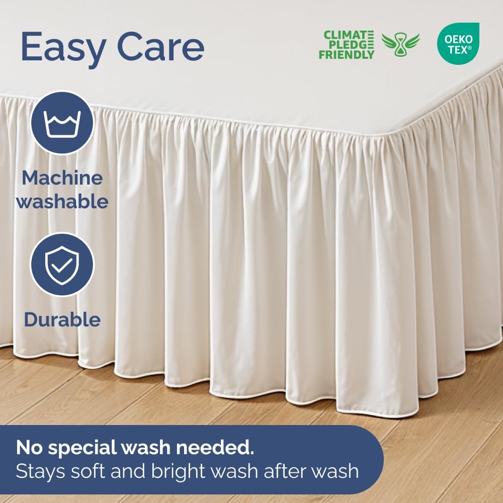 Bedskirt King Size Ruffle - 15 inch Drop Dust Ruffle Bed Skirt with Platform - Ultra-Soft, Easy Fit, Premium Hotel Quality - Wrinkle, Fade & Shrink Resistant - for Women, Men, Kids and Teens - White