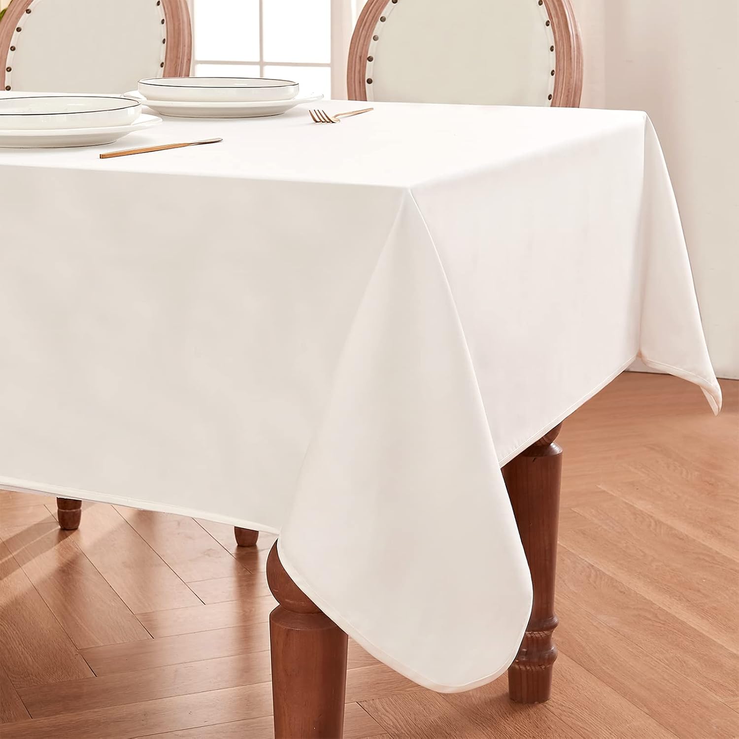 BALCONY & FALCON Rectangle Tablecloth Washable Wrinkle Resistant and Water Proof Table Cloth Decorative Linen Fabric Tablecloths for Dining Parties Kitchen Wedding and Outdoor Use(Brown, 57x118)