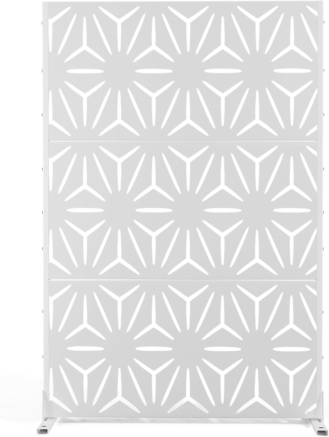 Metal Privacy Screen Outdoor 72" H×47" W,Freestanding Decorative Privacy Screen for Balcony Yard&Garden,Privacy Fence-Black&Louvered