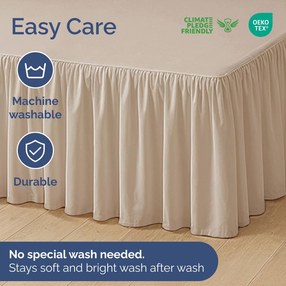 Bedskirt King Size Ruffle - 15 inch Drop Dust Ruffle Bed Skirt with Platform - Ultra-Soft, Easy Fit, Premium Hotel Quality - Wrinkle, Fade & Shrink Resistant - for Women, Men, Kids and Teens - Cream