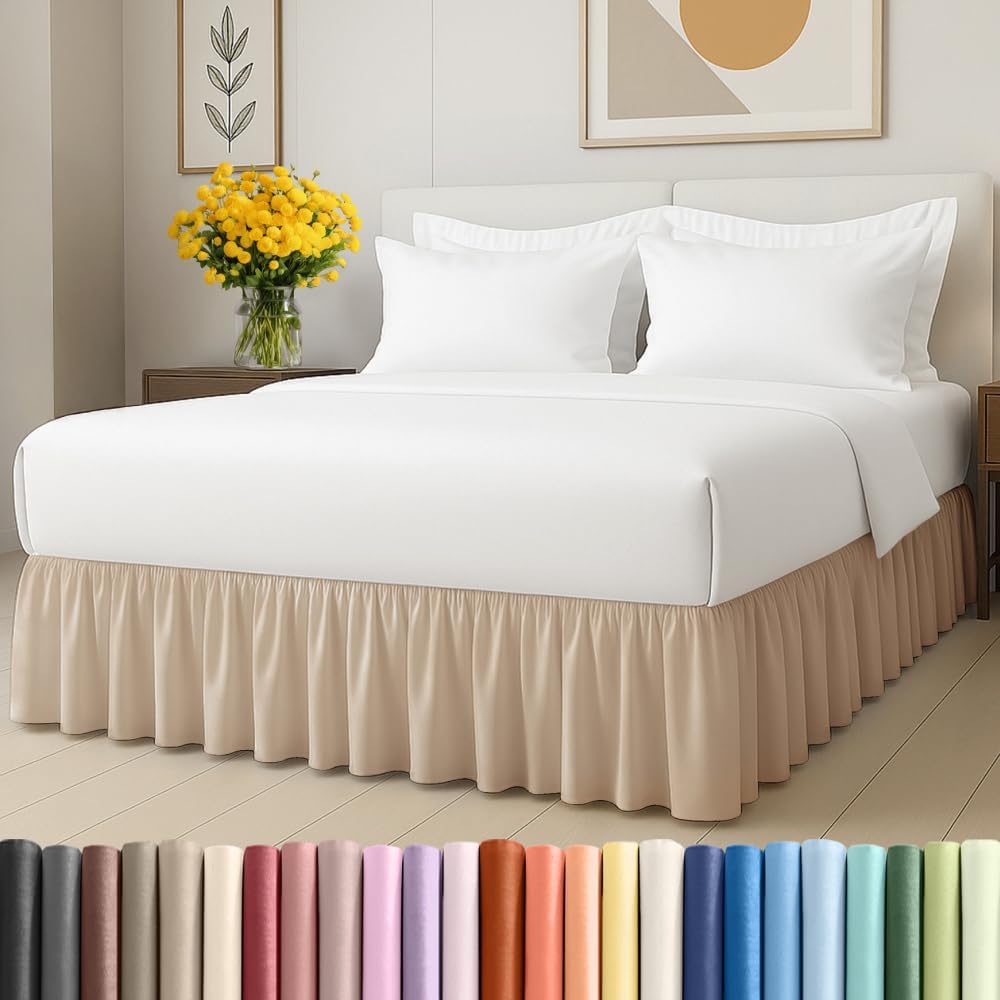 Bedskirt King Size Ruffle - 15 inch Drop Dust Ruffle Bed Skirt with Platform - Ultra-Soft, Easy Fit, Premium Hotel Quality - Wrinkle, Fade & Shrink Resistant - for Women, Men, Kids and Teens - Cream