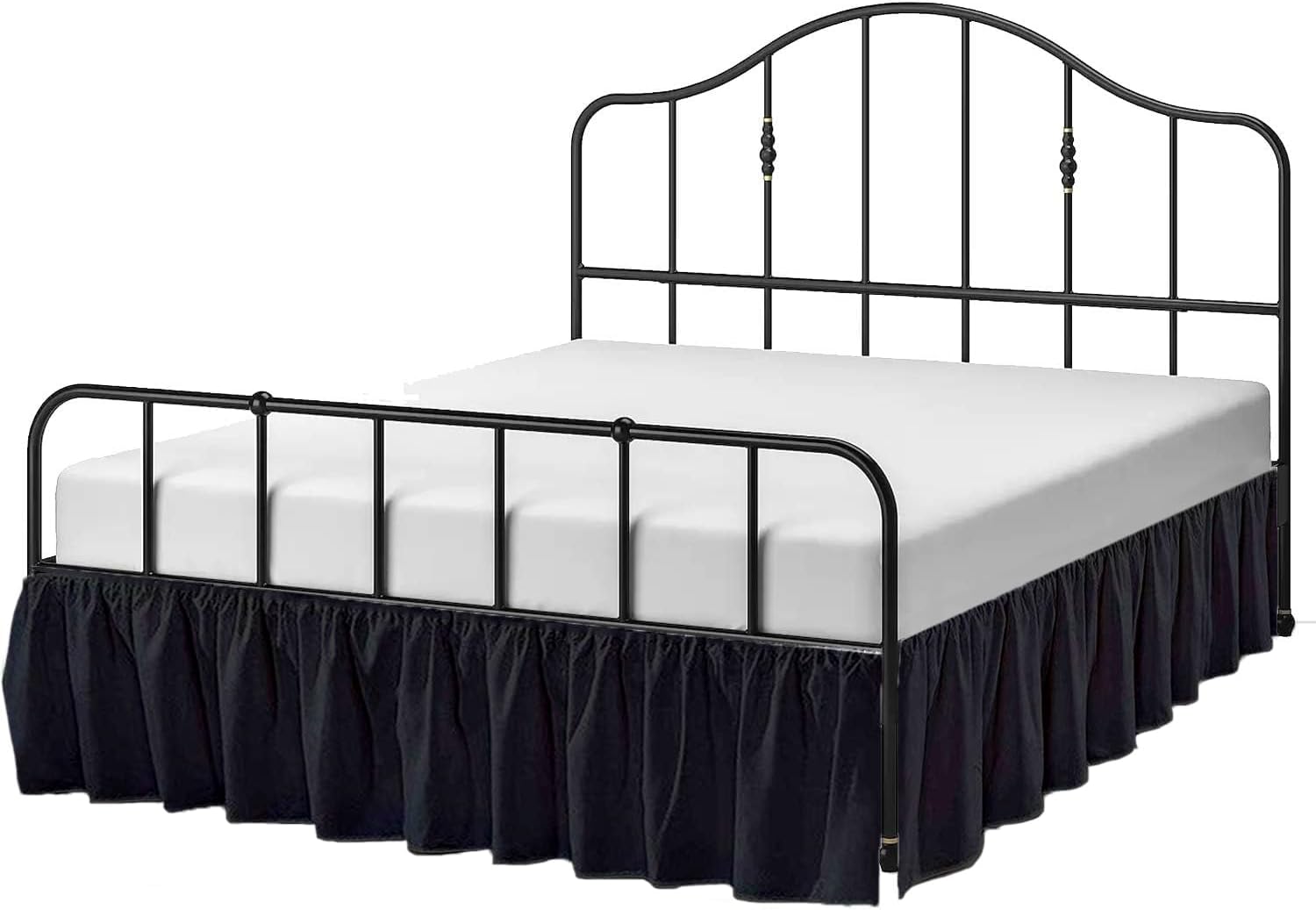 Queen Size Ruffled Bed Skirt with Split Corners -Gathered Style Easy Fit up to 15 Inch Drop, with Platform Three Coverage Ruffle Bed Skirts with Brushed Microfiber Fabric - (Queen, Navy Blue)