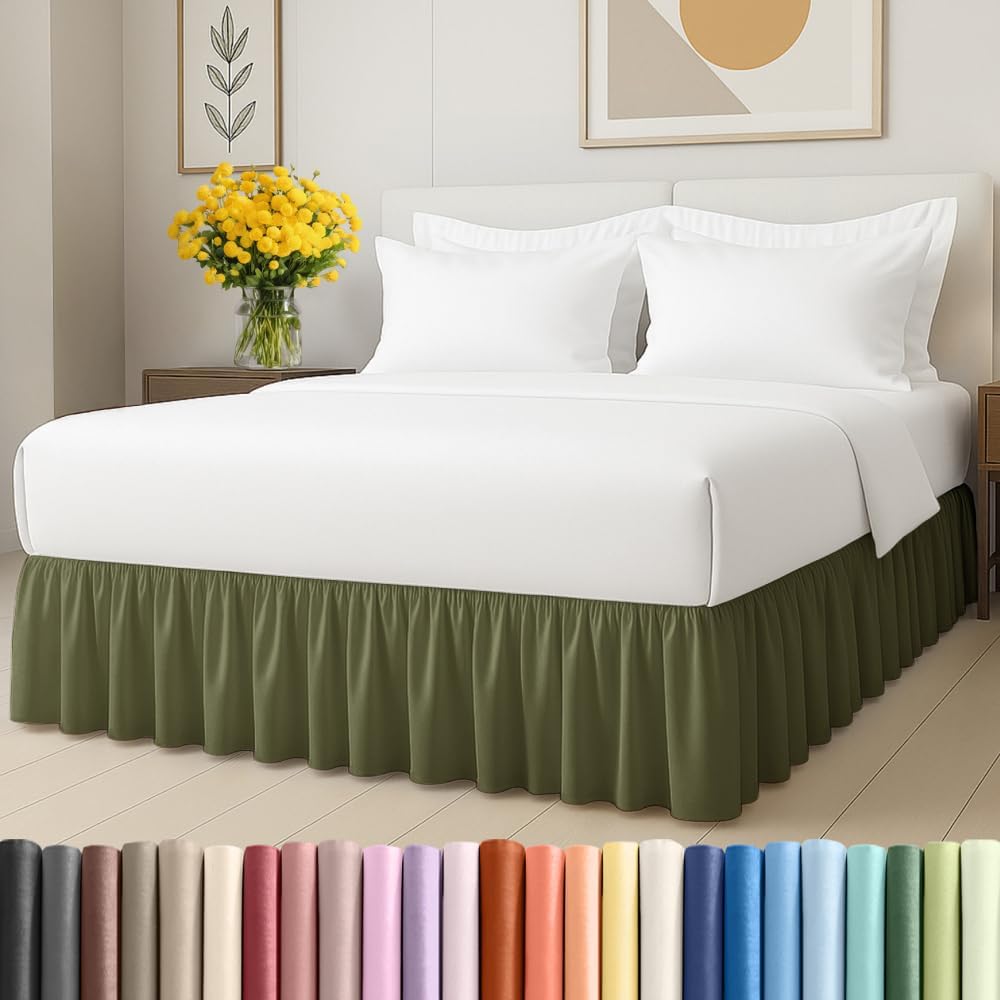 Bedskirt King Size Ruffle - 15 inch Drop Dust Ruffle Bed Skirt with Platform - Ultra-Soft, Easy Fit, Premium Hotel Quality - Wrinkle, Fade & Shrink Resistant - for Women, Men, Kids and Teens - Cream