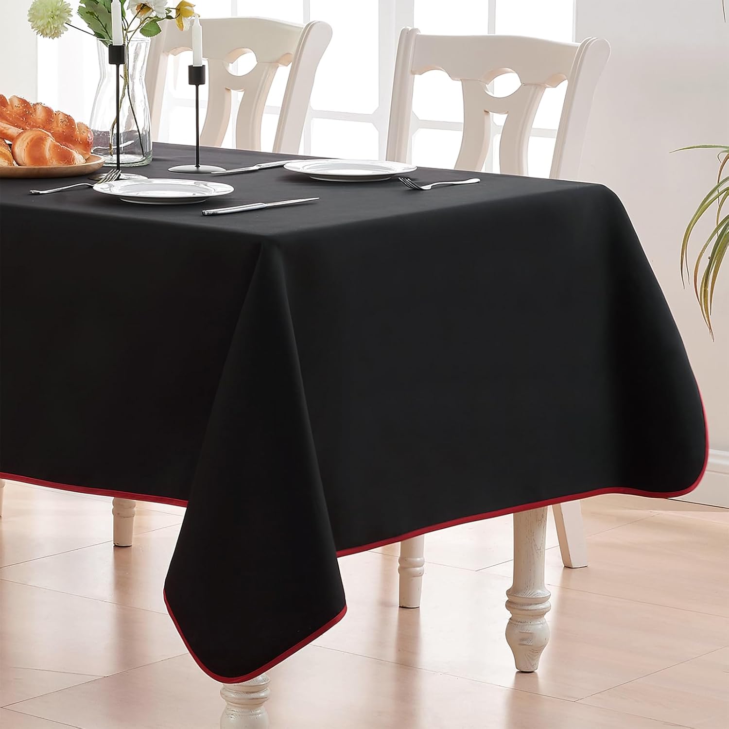 BALCONY & FALCON Rectangle Tablecloth Washable Wrinkle Resistant and Water Proof Table Cloth Decorative Linen Fabric Tablecloths for Dining Parties Kitchen Wedding and Outdoor Use(Brown, 57x118)