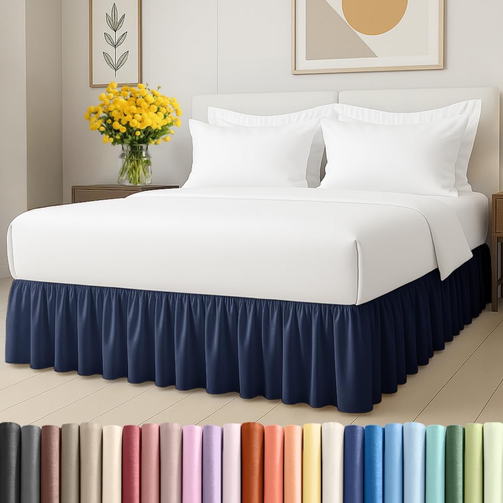 Bedskirt King Size Ruffle - 15 inch Drop Dust Ruffle Bed Skirt with Platform - Ultra-Soft, Easy Fit, Premium Hotel Quality - Wrinkle, Fade & Shrink Resistant - for Women, Men, Kids and Teens - Cream