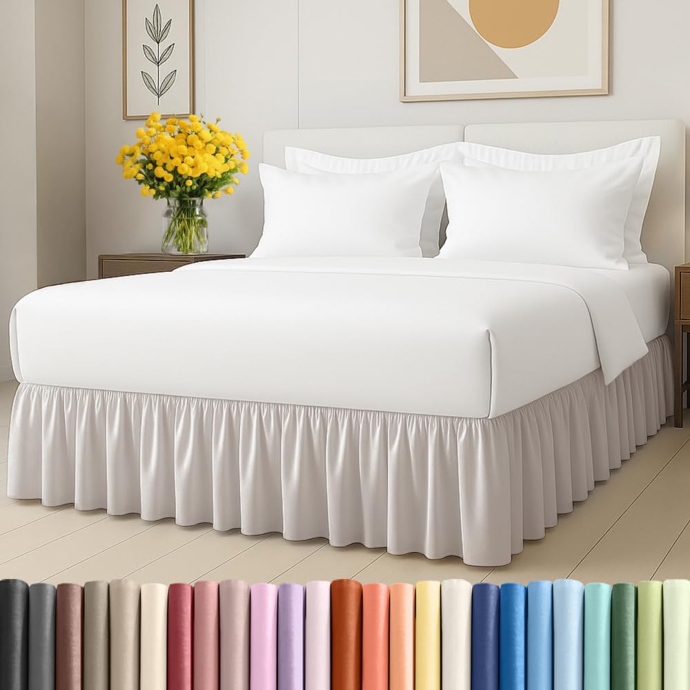 Bedskirt King Size Ruffle - 15 inch Drop Dust Ruffle Bed Skirt with Platform - Ultra-Soft, Easy Fit, Premium Hotel Quality - Wrinkle, Fade & Shrink Resistant - for Women, Men, Kids and Teens - Cream