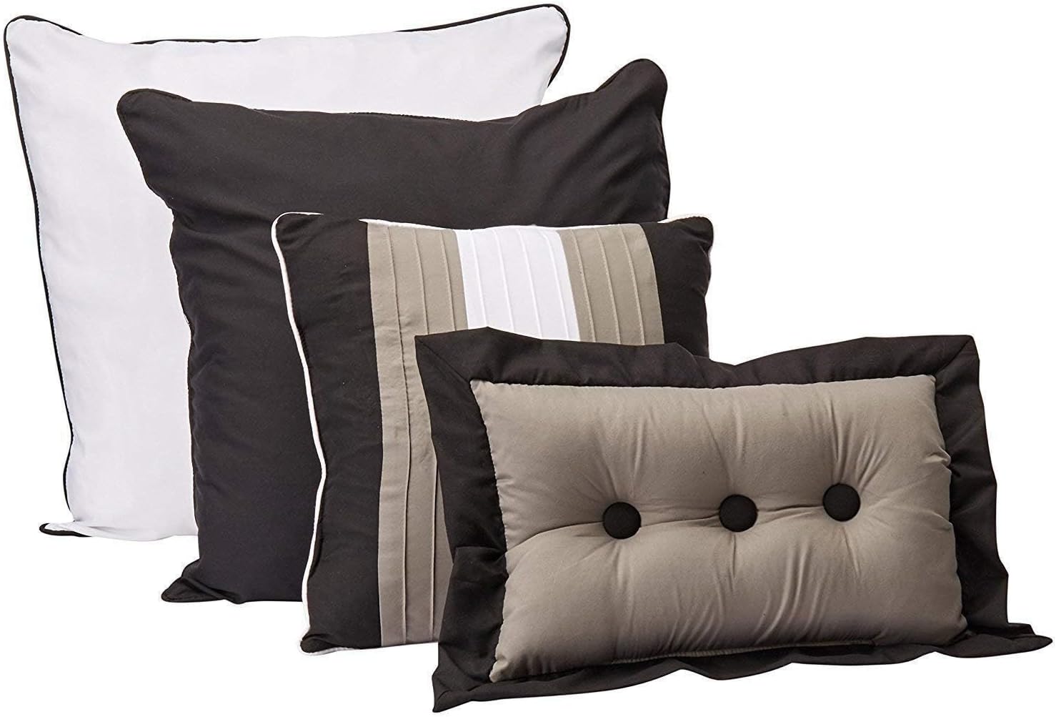 Chezmoi Collection Loft 8-Piece Luxury Striped Comforter Set (Queen, Black/Gray/White)