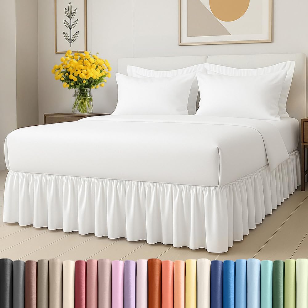 Bedskirt King Size Ruffle - 15 inch Drop Dust Ruffle Bed Skirt with Platform - Ultra-Soft, Easy Fit, Premium Hotel Quality - Wrinkle, Fade & Shrink Resistant - for Women, Men, Kids and Teens - Cream
