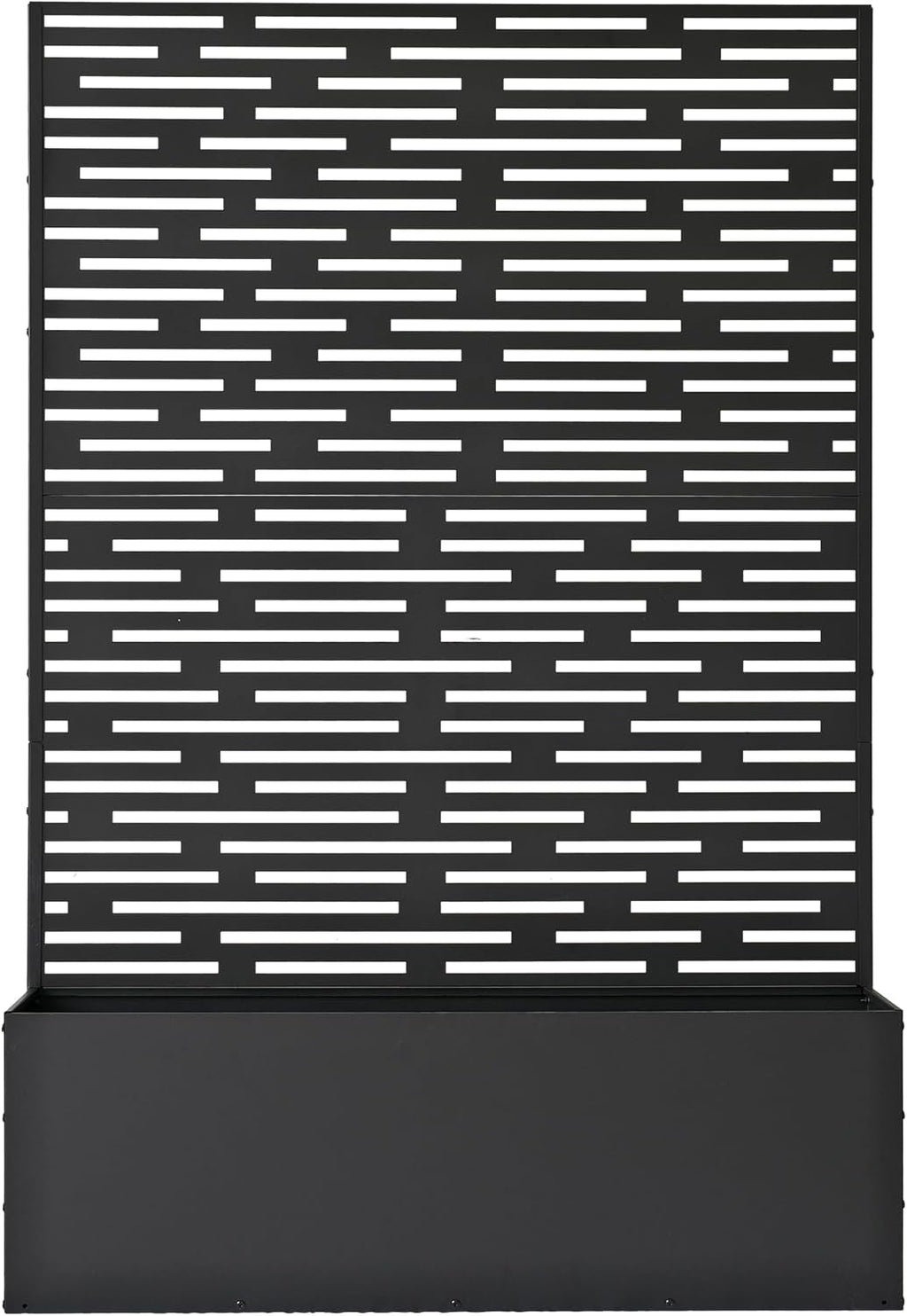 6 ft. X 4 ft. Black Freestanding Metal Privacy Screen Room Divider with Flower Box