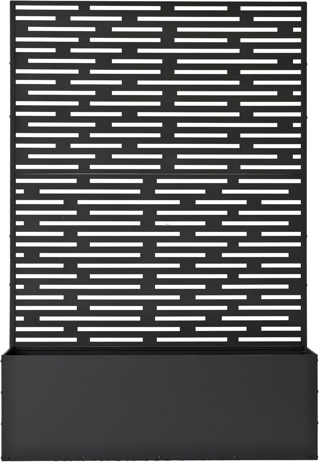 6 ft. X 4 ft. Black Freestanding Metal Privacy Screen Room Divider with Flower Box