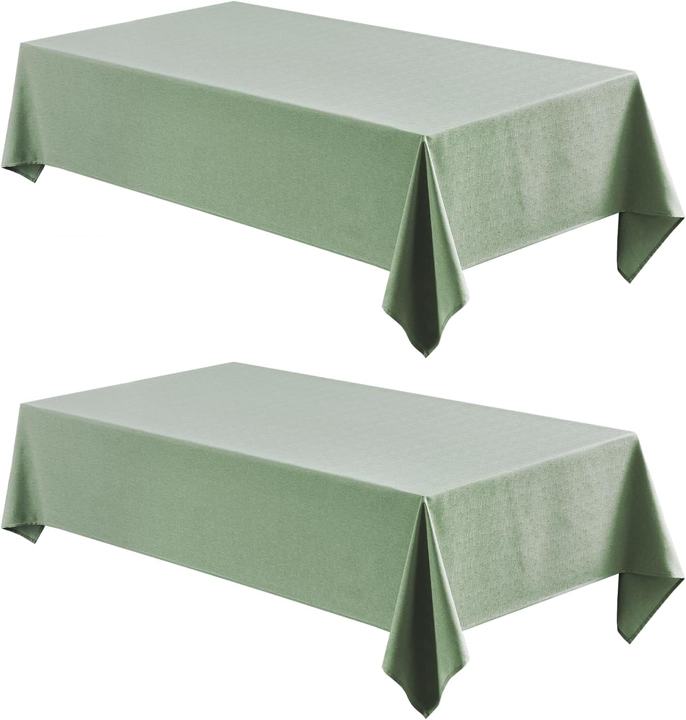 2 Pack Rectangle Tablecloth, 60x120 inch, Water Resistant Wrinkle Free Linen Textured Table Cloth Washable, Decorative Fabric Table Cover for Dining, Party and Camping, Beige