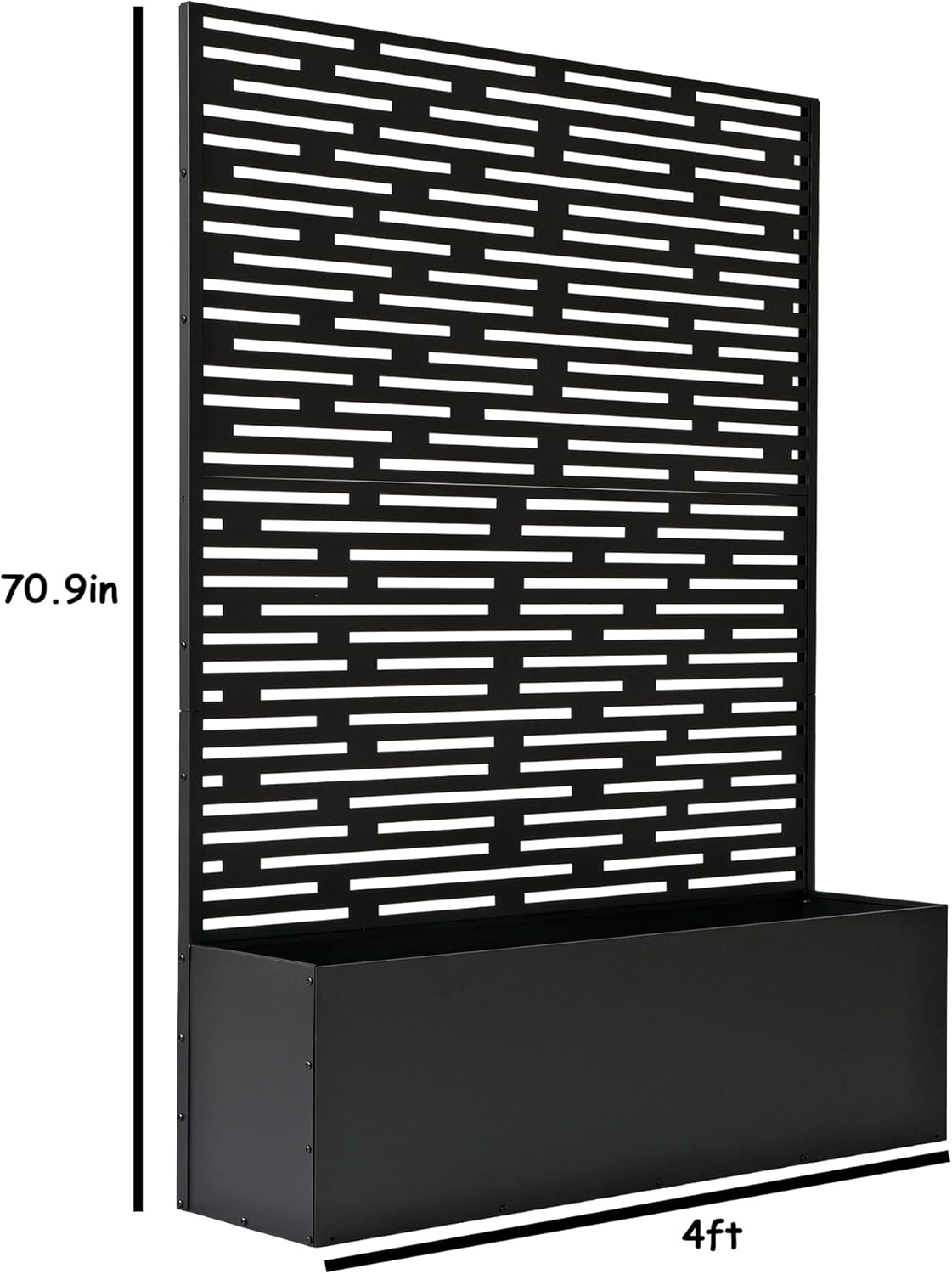 6 ft. X 4 ft. Black Freestanding Metal Privacy Screen Room Divider with Flower Box
