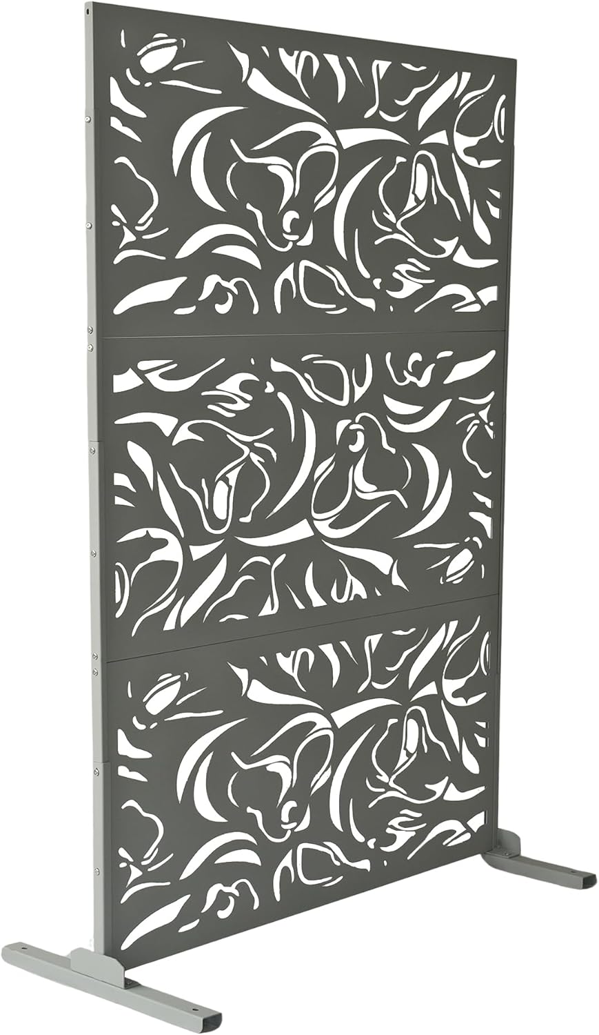 6 ft. X 4 ft. Black Freestanding Metal Privacy Screen Room Divider with Flower Box