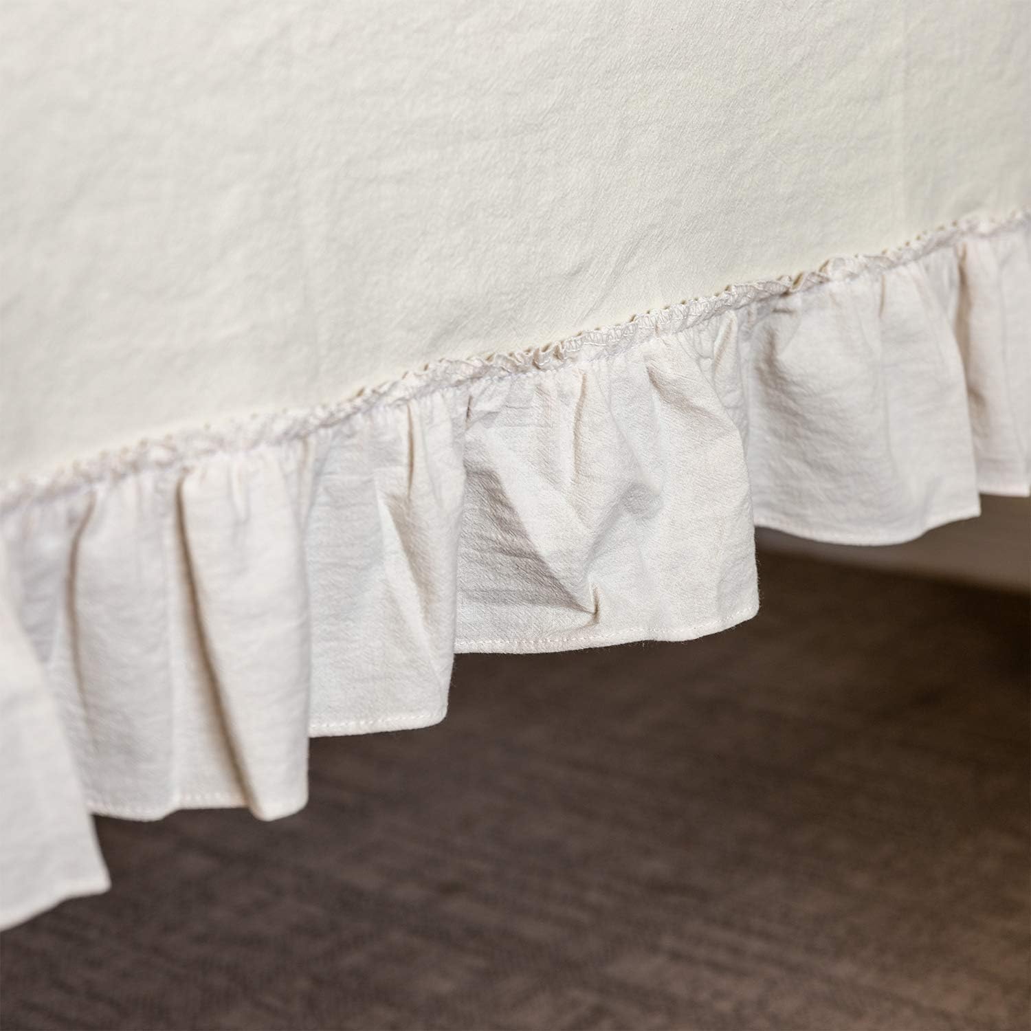 Retro Farmhouse Ruffle Tablecloth Cotton Flounces Trim Washable Table Cover Tablecloths for Rectangle Table Baby Shower Kitchen Party Wedding Decor,60''x120''