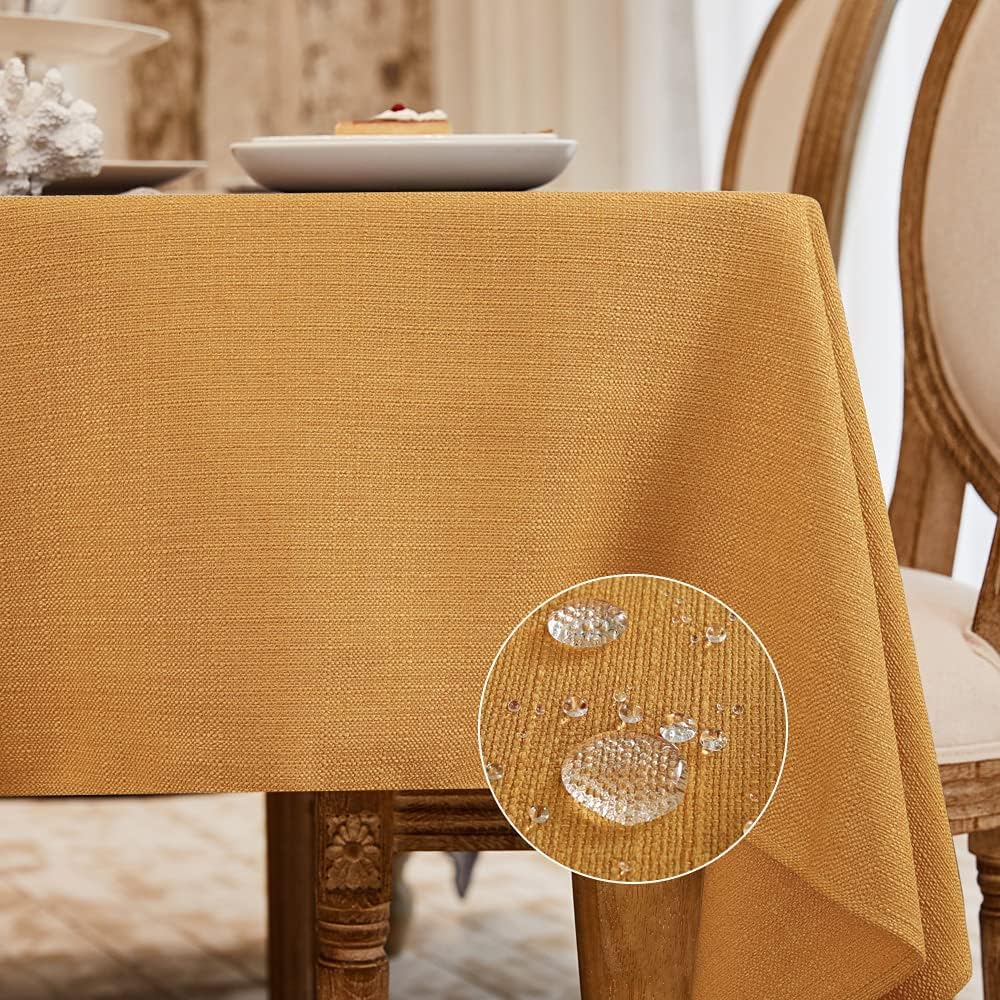 BALCONY & FALCON Rectangle Tablecloth Washable Wrinkle Resistant and Water Proof Table Cloth Decorative Linen Fabric Tablecloths for Dining Parties Kitchen Wedding and Outdoor Use(Brown, 57x118)