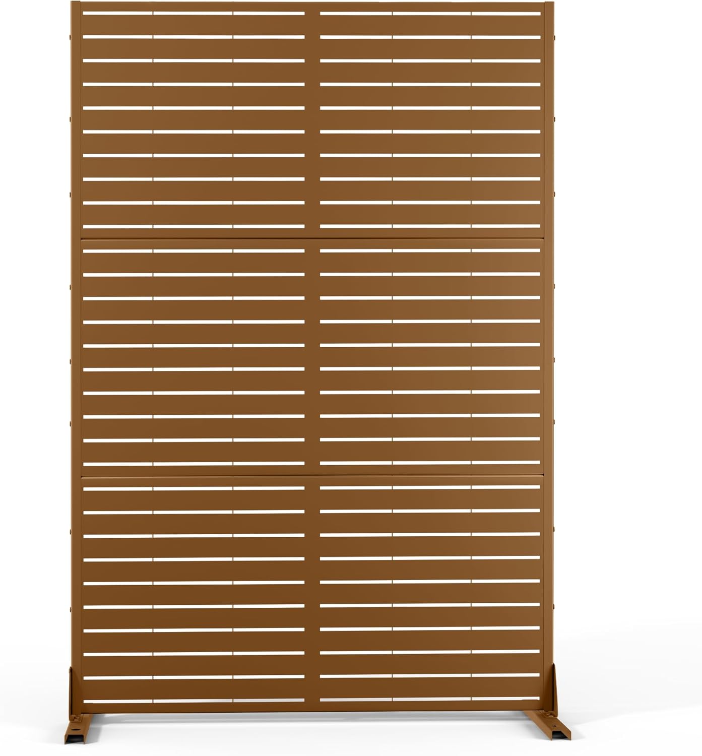 Metal Privacy Screen Outdoor 72" H×47" W,Freestanding Decorative Privacy Screen for Balcony Yard&Garden,Privacy Fence-Black&Louvered