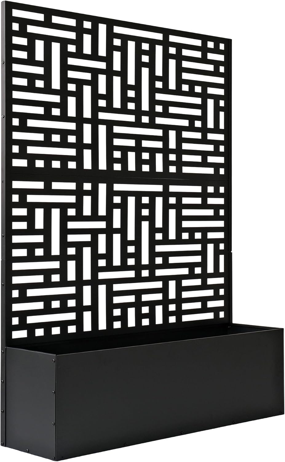 6 ft. X 4 ft. Black Freestanding Metal Privacy Screen Room Divider with Flower Box