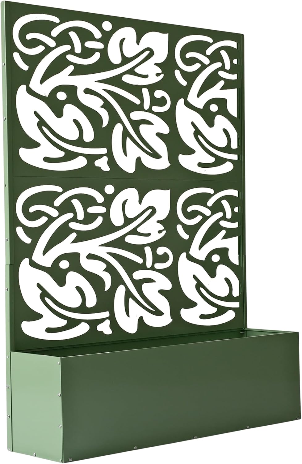 6 ft. X 4 ft. Black Freestanding Metal Privacy Screen Room Divider with Flower Box