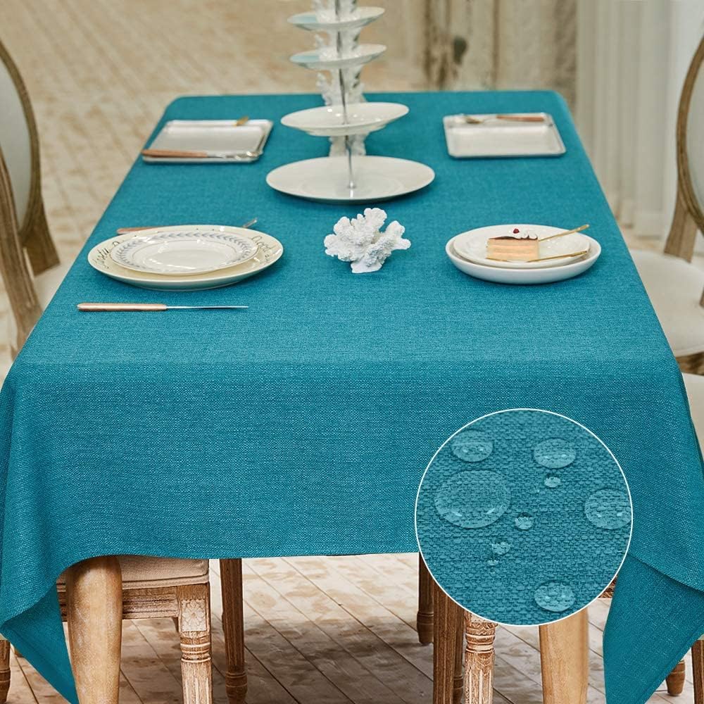 BALCONY & FALCON Rectangle Tablecloth Washable Wrinkle Resistant and Water Proof Table Cloth Decorative Linen Fabric Tablecloths for Dining Parties Kitchen Wedding and Outdoor Use(Brown, 57x118)