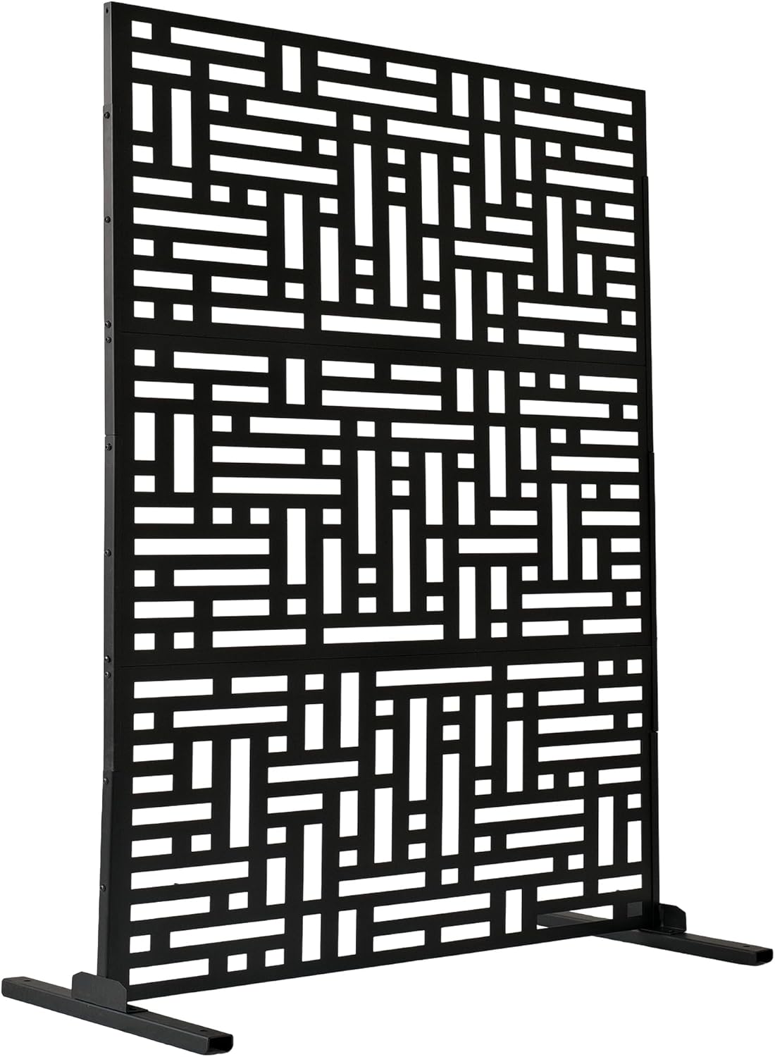 6 ft. X 4 ft. Black Freestanding Metal Privacy Screen Room Divider with Flower Box