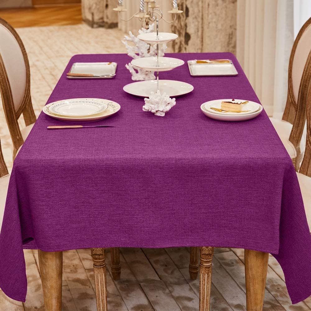 BALCONY & FALCON Rectangle Tablecloth Washable Wrinkle Resistant and Water Proof Table Cloth Decorative Linen Fabric Tablecloths for Dining Parties Kitchen Wedding and Outdoor Use(Brown, 57x118)