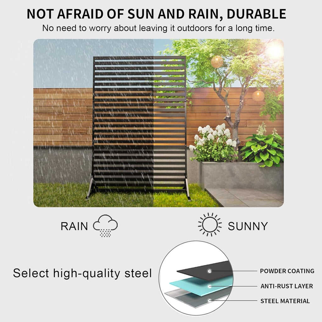47"x70" Metal Privacy Screen for Outdoor & Indoor Use - Freestanding Floor or Ground Insert Design, Garden Privacy Fence for Lawn, Yard, Patio, Deck, Balcony