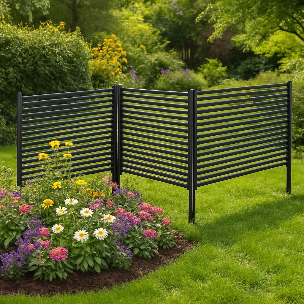 47"X35" Outdoor Privacy Screen Fence, 2-Panel Metal Decorative Animal Garden Fence, Rustproof Landscape Edging for Flower Beds, Vegetable Gardens, Patio, Backyard & Lawn, No-Dig Easy Install