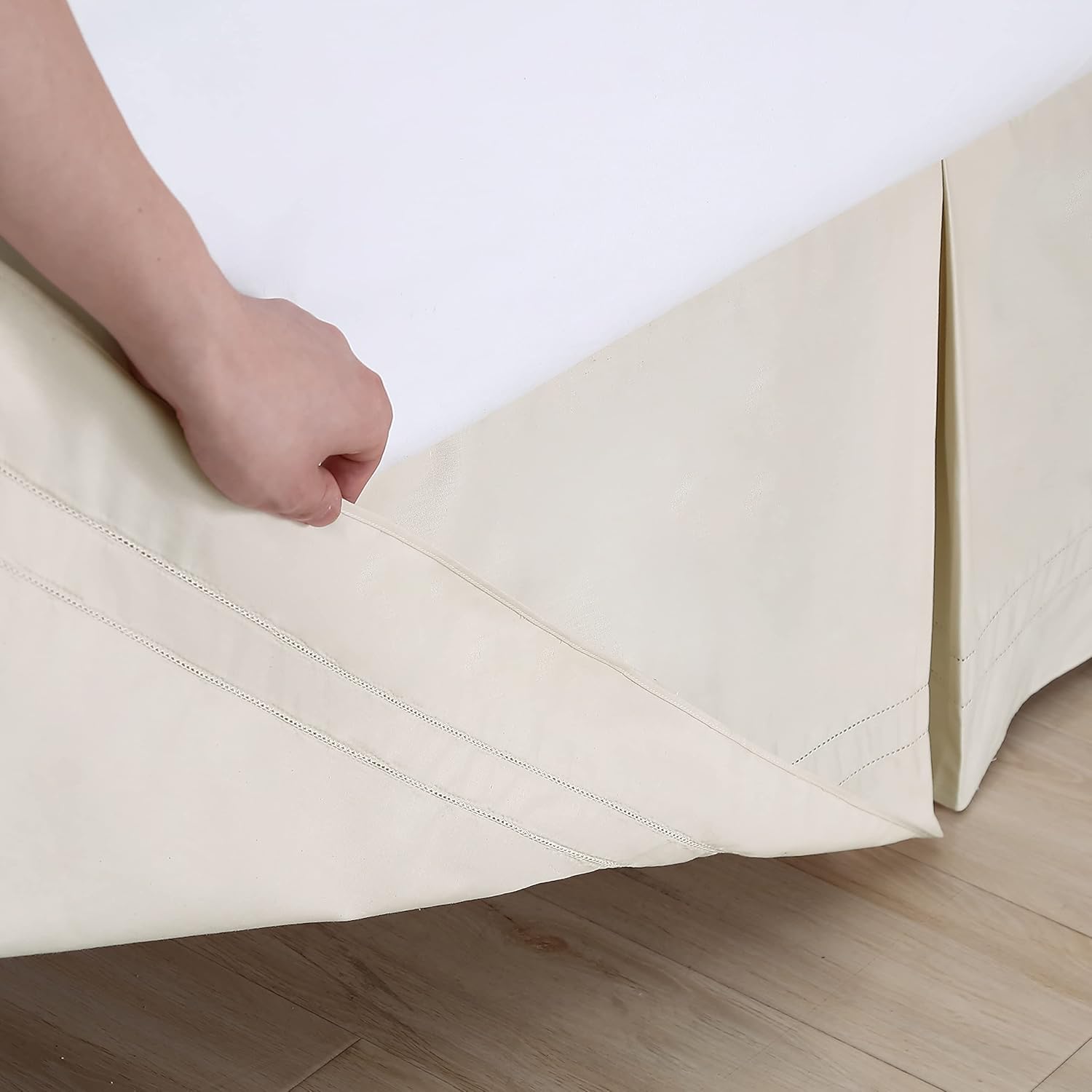 Tommy Bahama Bedskirt Tailored Solid Cotton Bedding, Designer Home Décor, King, Beige