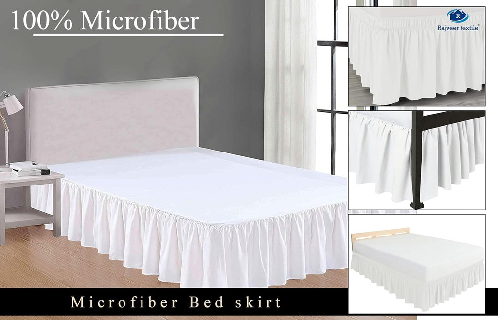 Queen Size Ruffled Bed Skirt with Split Corners -Gathered Style Easy Fit up to 15 Inch Drop, with Platform Three Coverage Ruffle Bed Skirts with Brushed Microfiber Fabric - (Queen, Navy Blue)