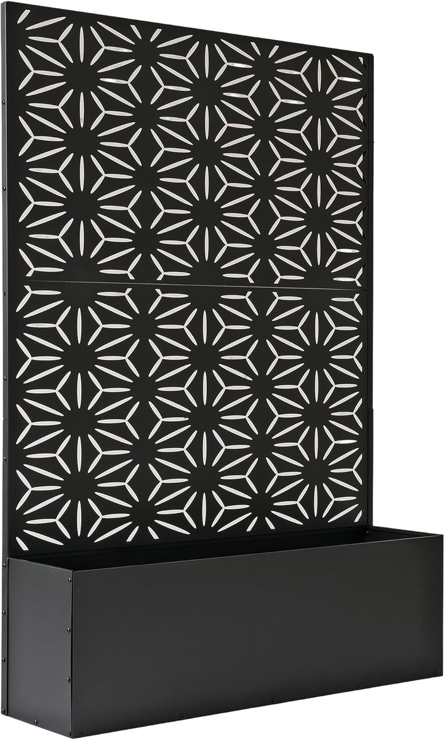 6 ft. X 4 ft. Black Freestanding Metal Privacy Screen Room Divider with Flower Box