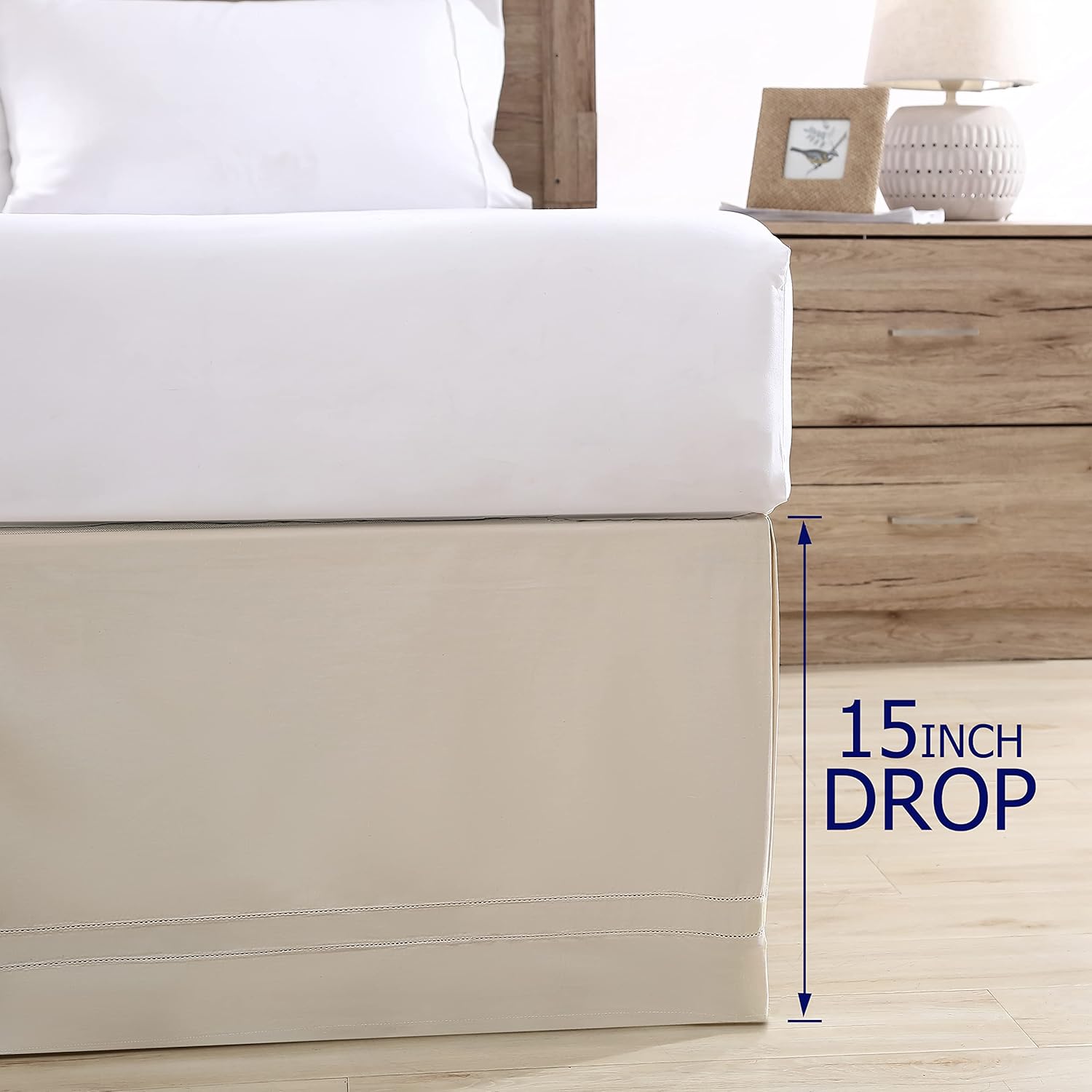 Tommy Bahama Bedskirt Tailored Solid Cotton Bedding, Designer Home Décor, King, Beige