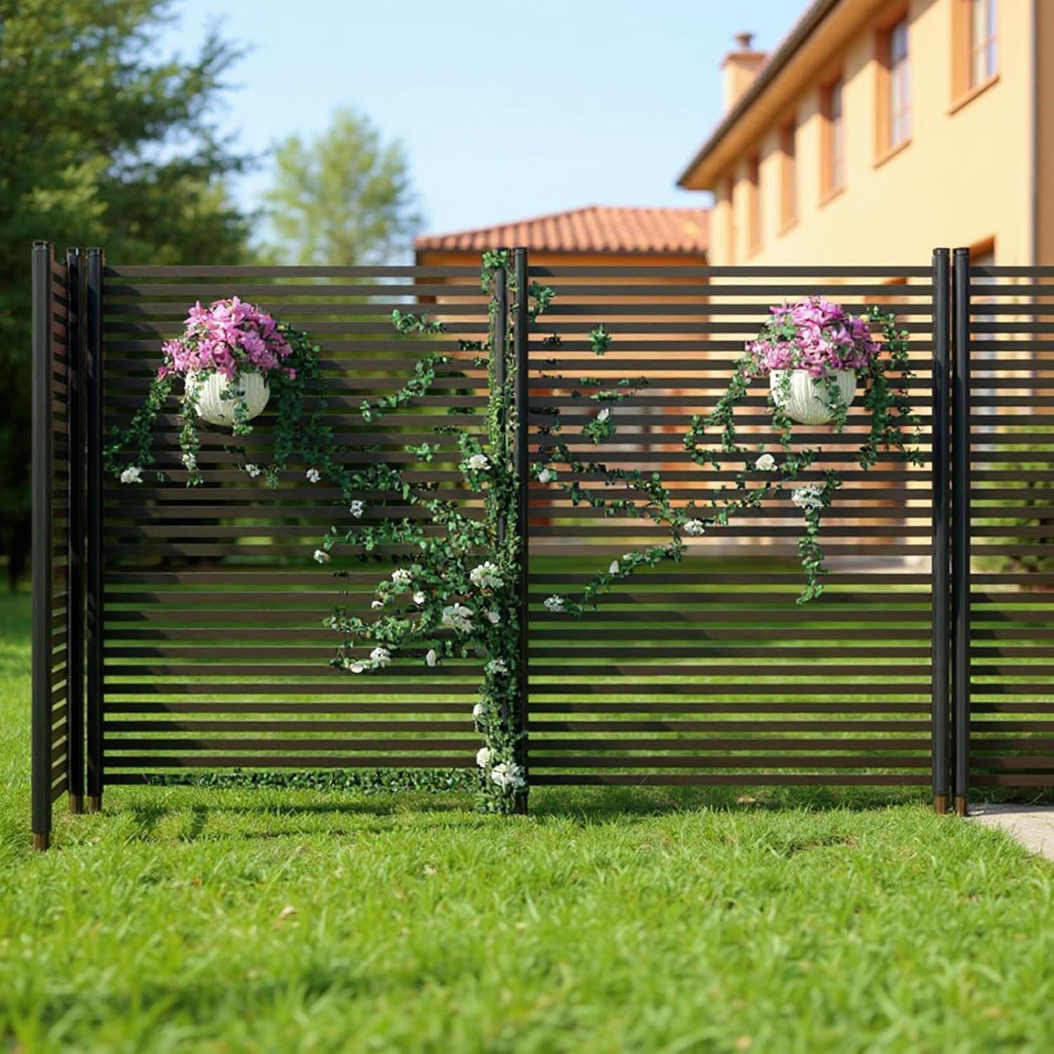 47"X35" Outdoor Privacy Screen Fence, 2-Panel Metal Decorative Animal Garden Fence, Rustproof Landscape Edging for Flower Beds, Vegetable Gardens, Patio, Backyard & Lawn, No-Dig Easy Install