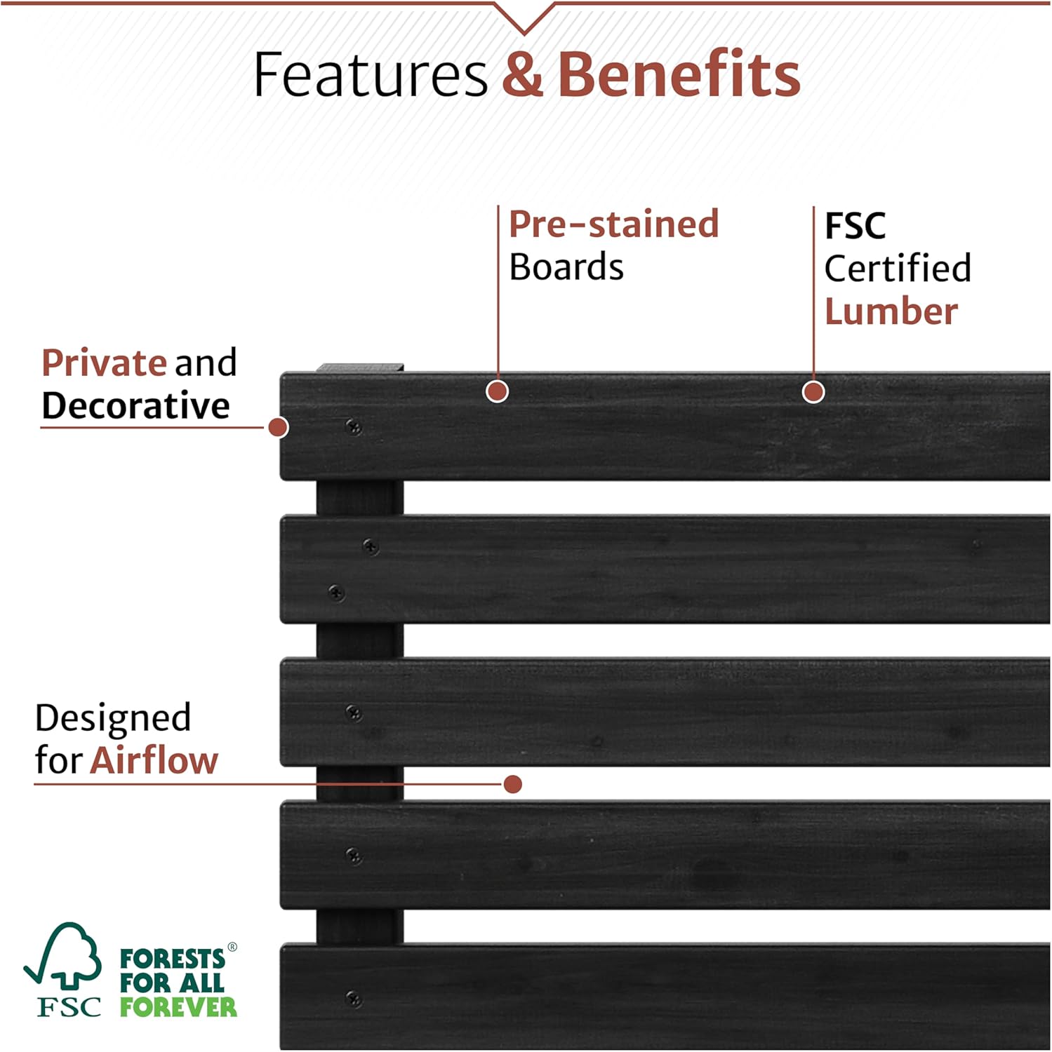 4 ft H x 3.5 ft W x 1.2 ft L Enclo Wood Privacy Screen with Planter Box, Raised Garden Bed with Trellis for Climbing Plants Outdoor, Privacy Planter for Patio, Balcony or Deck, Tacoma Charcoal EC18048
