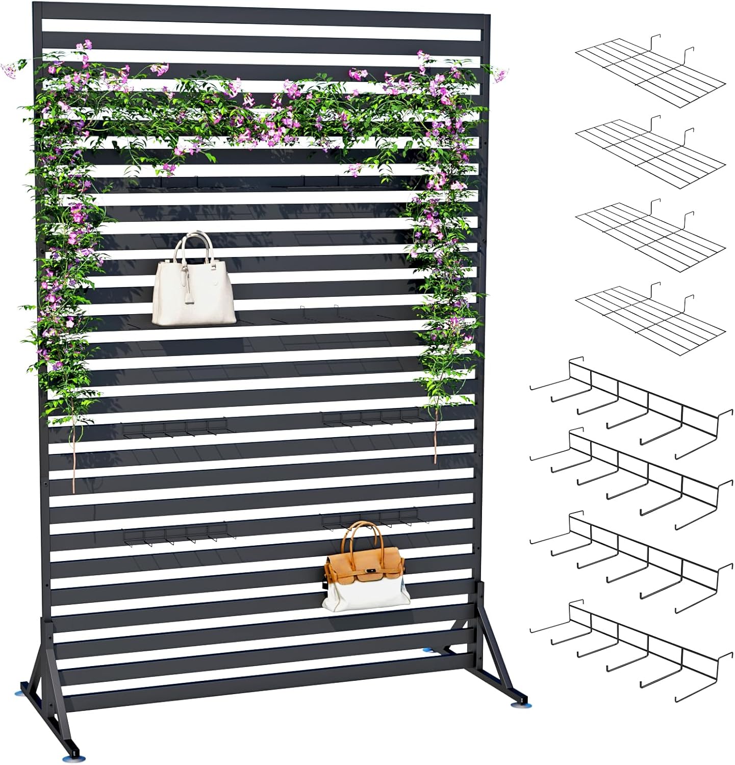 47"x70" Metal Privacy Screen for Outdoor & Indoor Use - Freestanding Floor or Ground Insert Design, Garden Privacy Fence for Lawn, Yard, Patio, Deck, Balcony