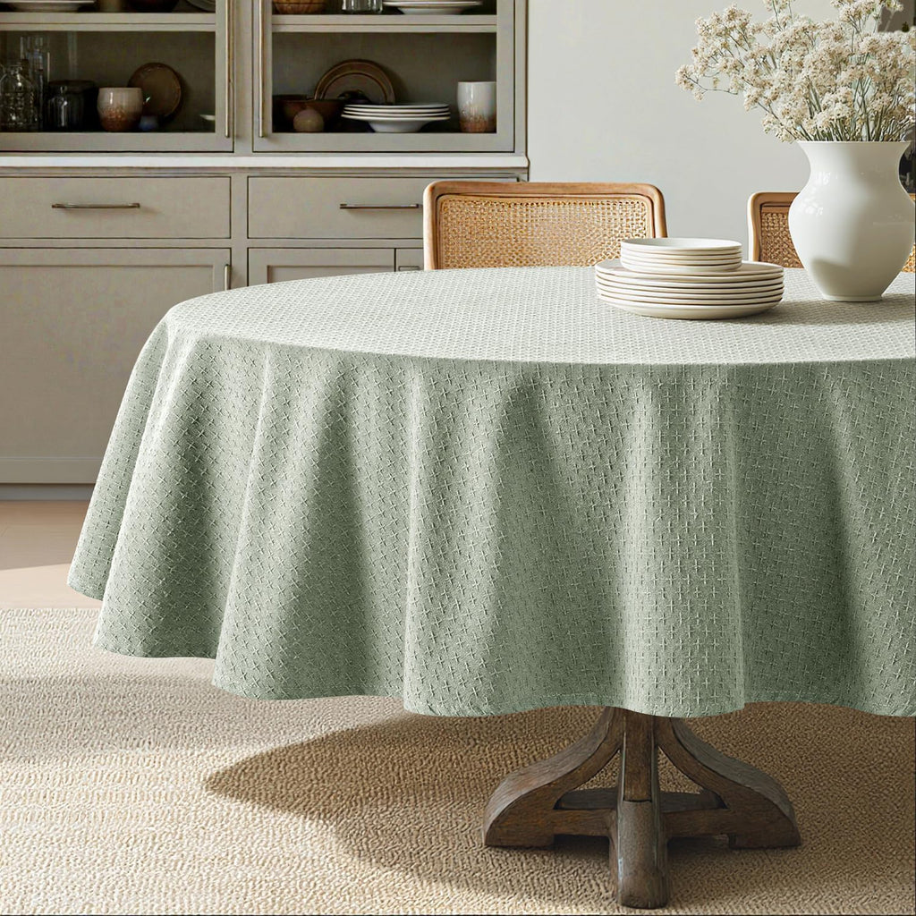 MIULEE Ivory Linen Cottton Table Cloth Rectangle Tablecloth Waterproof Spillproof Cross-Star Textured Table Cltoth Decorative Farmhouse Style for Dining Party Weddings 60x120 Inch