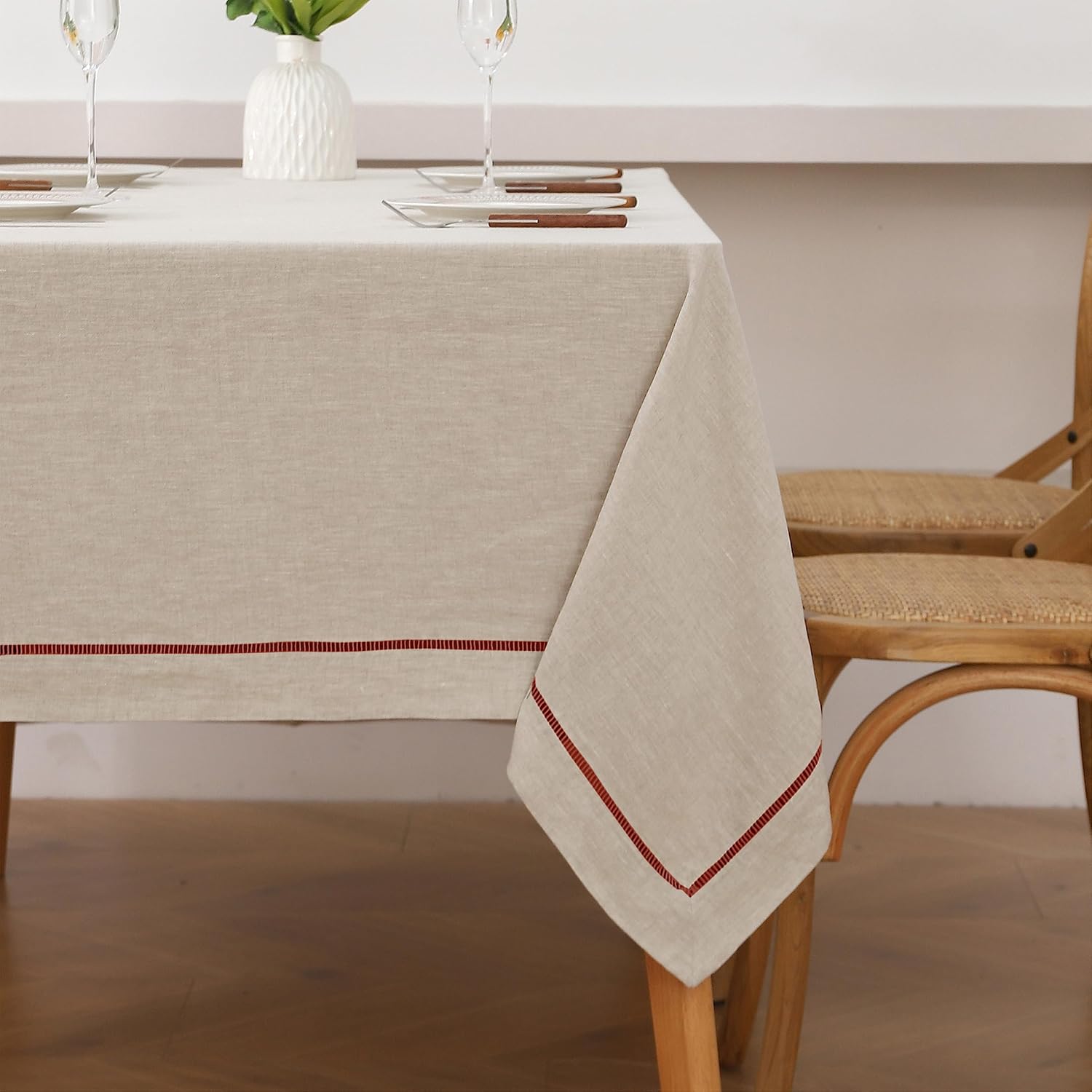 Linen World Linen Tablecloth,100% French Linen Round Tablecloth 60" Inch,Washable Natural Tablecloth for Dining,Outdoor,Weddings and Restaurants,Decorative Thanksgiving Christmas
