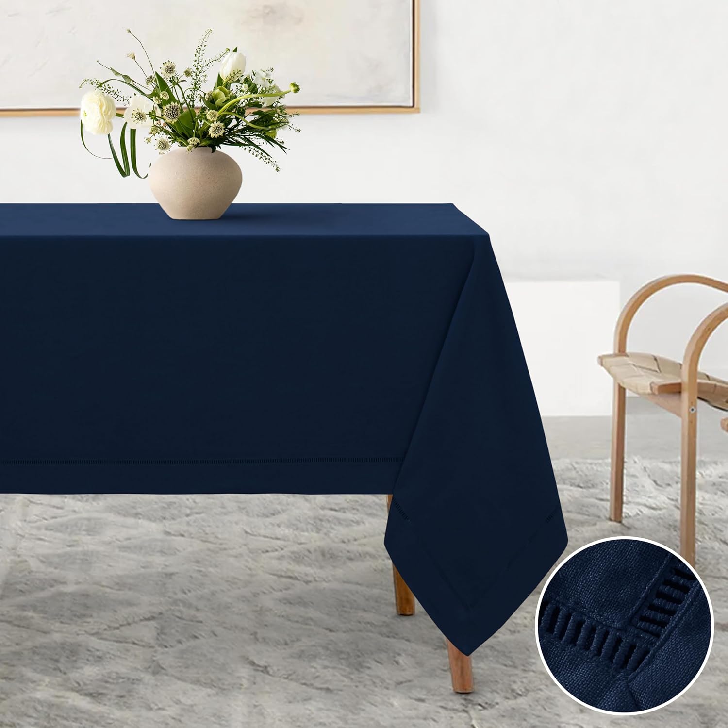 Linen World Linen Tablecloth,100% French Linen Round Tablecloth 60" Inch,Washable Natural Tablecloth for Dining,Outdoor,Weddings and Restaurants,Decorative Thanksgiving Christmas